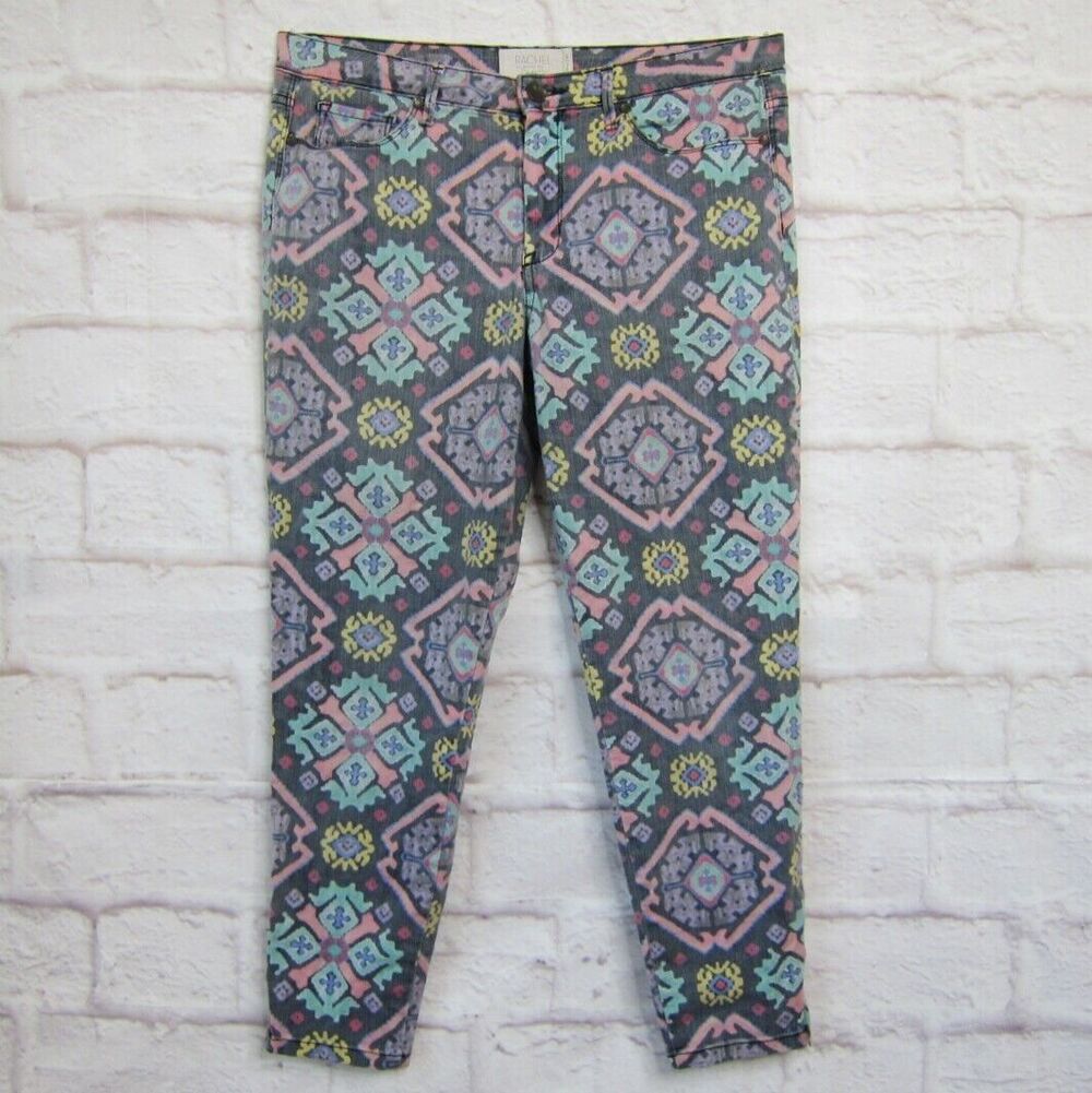 Rachel Roy Denim Jeans Size 31 Skinny Ankle Zip Pants Tribal Aztec Print